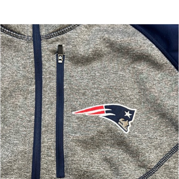 Mens NFL New England Patriots Pullover NFL 1/2 Zip Up Gray Navy Blue - Picture 5 of 8